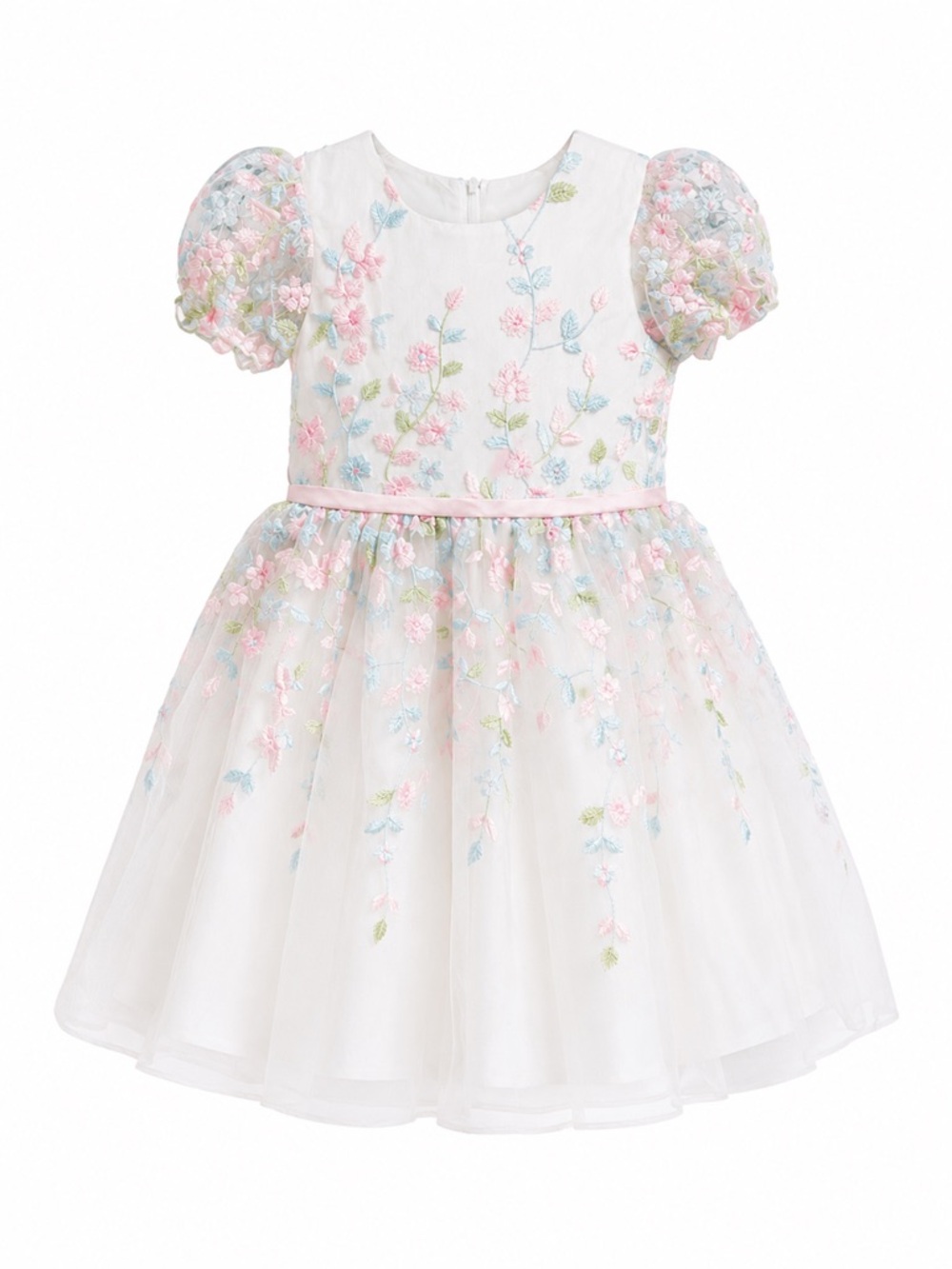 Rare Too Girls White Embroidered Floral Dress | Size 6